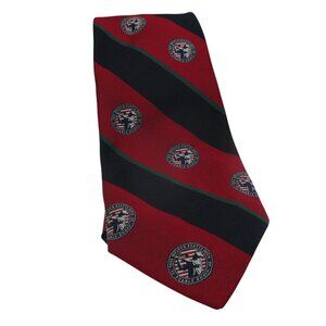 Robert Talbott Pebble Beach Carmel Red/Blue Striped Tie W/Logos 100% Silk USA